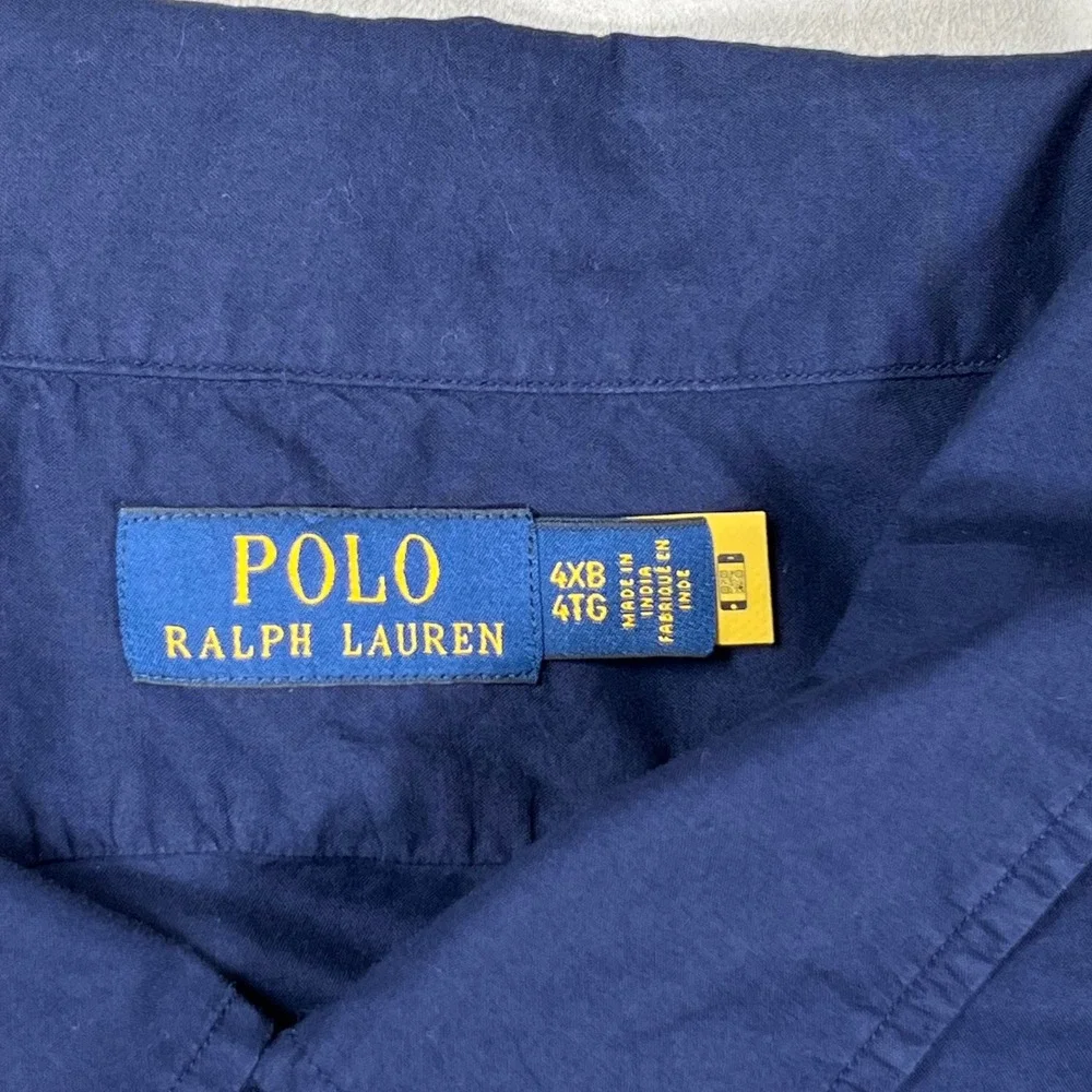 Polo Ralph Lauren Button Up Shirt Men 4XB Navy Short Sleeve Pony Logo Camp